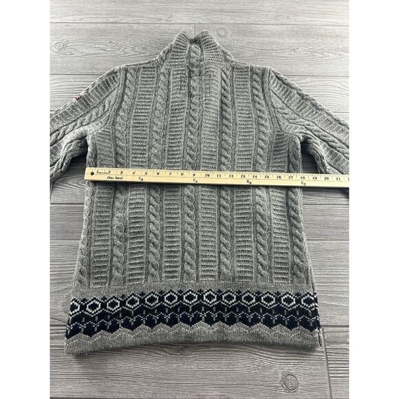 Fire & Ice Cable Knit Cardigan Sweater Button Up Nordic Mock Neck Women's Sz M/L - Picture 6 of 9